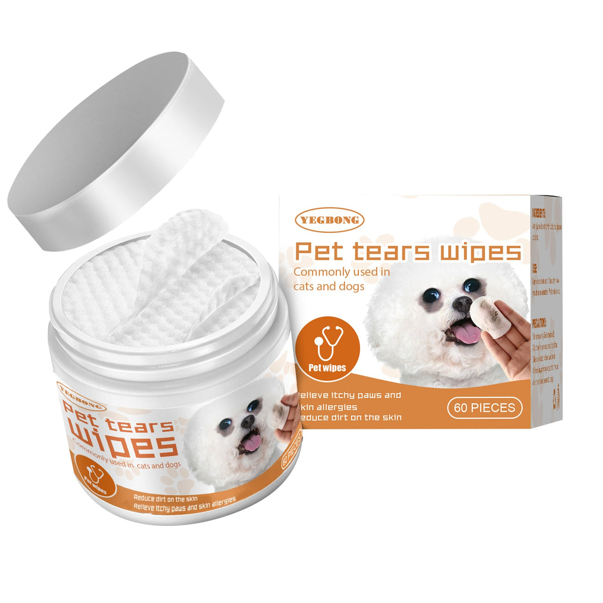 Pet eye and tear stain cleaning wipes
