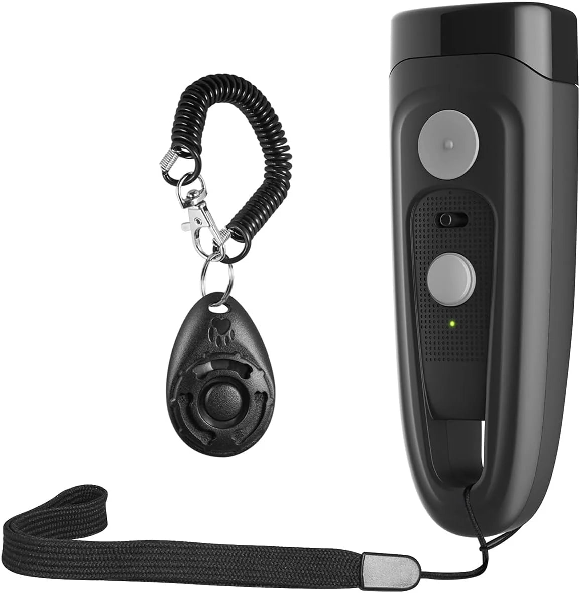 Rechargeable Ultrasonic Dog Bark Deterrent, 16.5Ft Anti-Barking Device with Dual LED Flashlight & Clicker