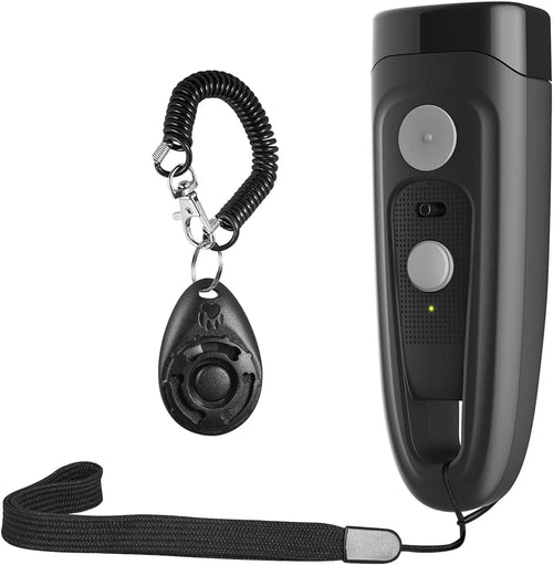 Rechargeable Ultrasonic Dog Bark Deterrent, 16.5Ft Anti-Barking Device with Dual LED Flashlight & Clicker