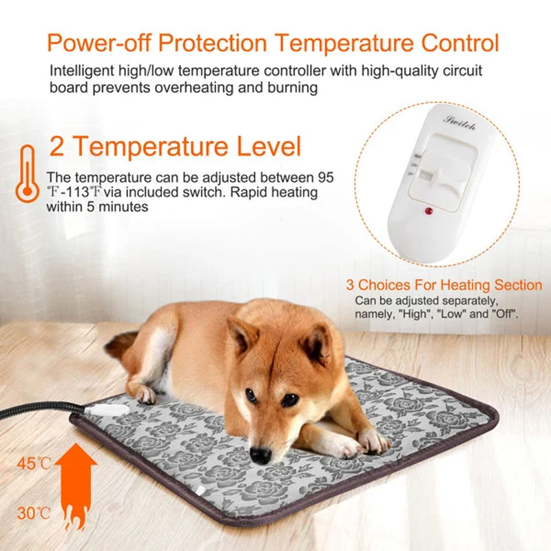 Pet Heating Pad, Waterproof Adjustable Warm Blanket, with anti Bite Steel Rope Box