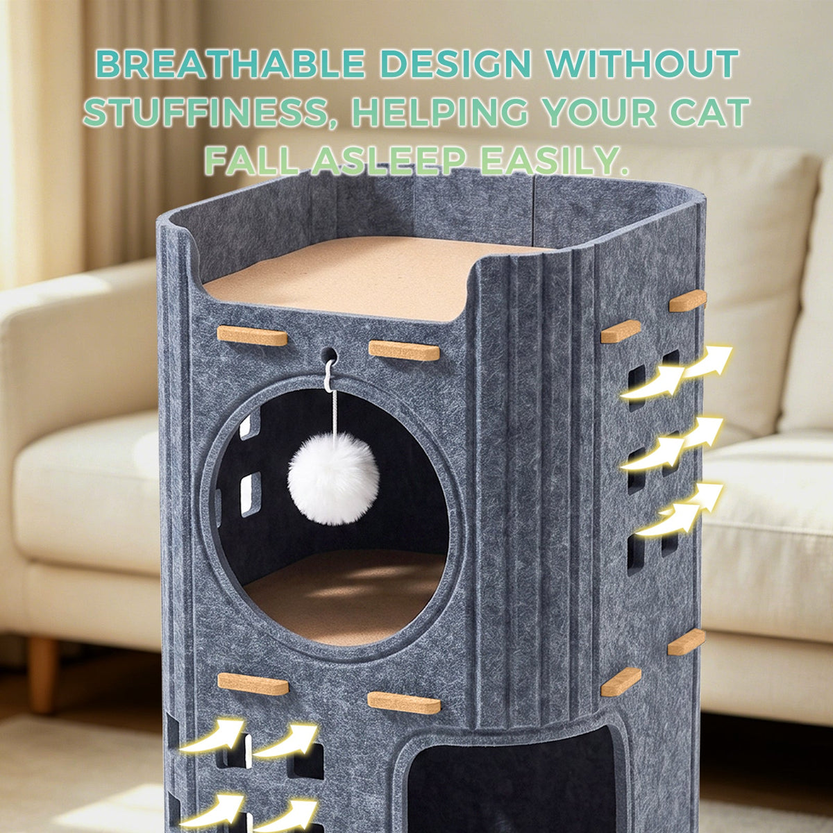 3-tier felt cat tower – view 4