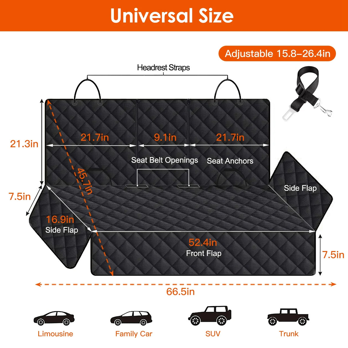 1Pc Dog Car Seat Cover Waterproof Scratchproof Pet Car Rear Protector Mat Pet Back Seat Cover with Dog Seat Belt for Car Truck SUV