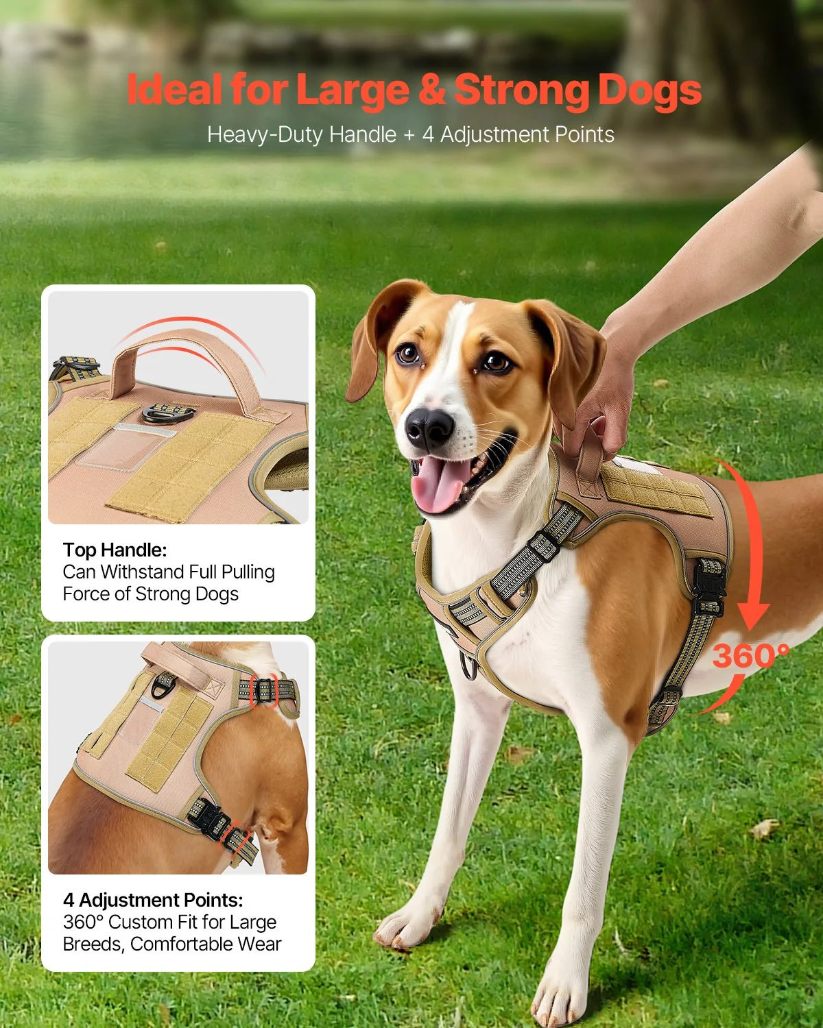 Dog Harness for Large Dogs No Pull Tactical Dog Harness Adjustable Pet Vest