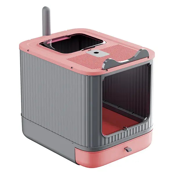 Enclosed dual-entry cat litter box with drawer – view 5
