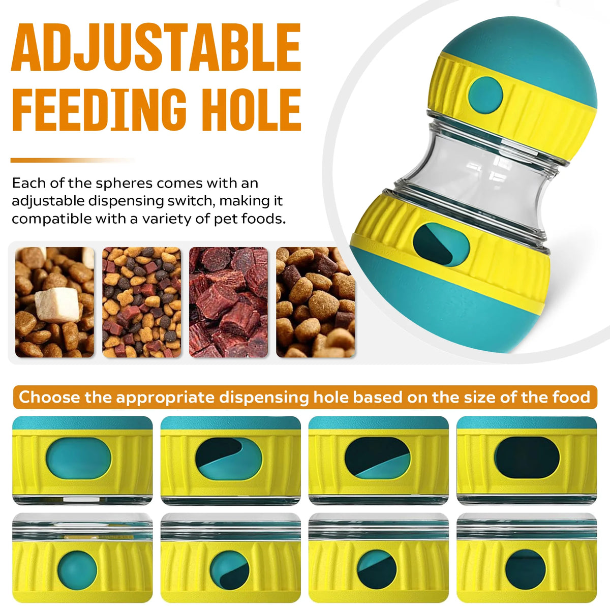 Dog Puzzle Toy, Adjustable Treat Dispensing Ball Food Dispenser Tough Slow Feeder Puppy Enrichment Training Toy Pet Interactive Chase Toys for Small Medium Large Dogs