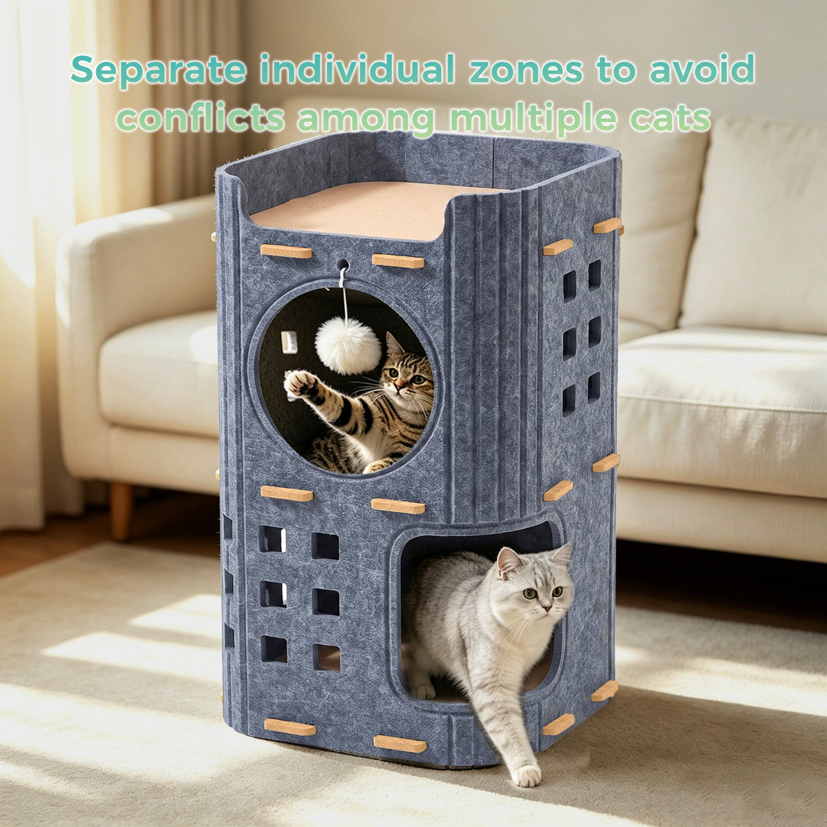 3-tier felt cat tower – view 3