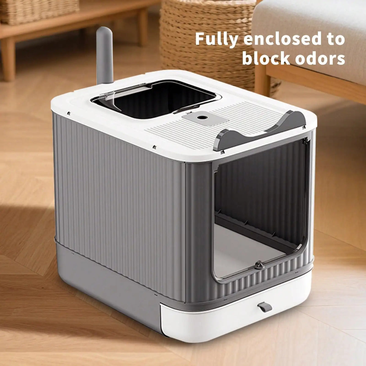 Foldable Cat Litter Box, Fully Enclosed Litter Box with Lid, Covered Kitty Kitten Litter Boxes Enclosure with Scoop, Odor Control, Easy to Clean, 3 Modes for Cat up to 12 Lbs(White&Pink)