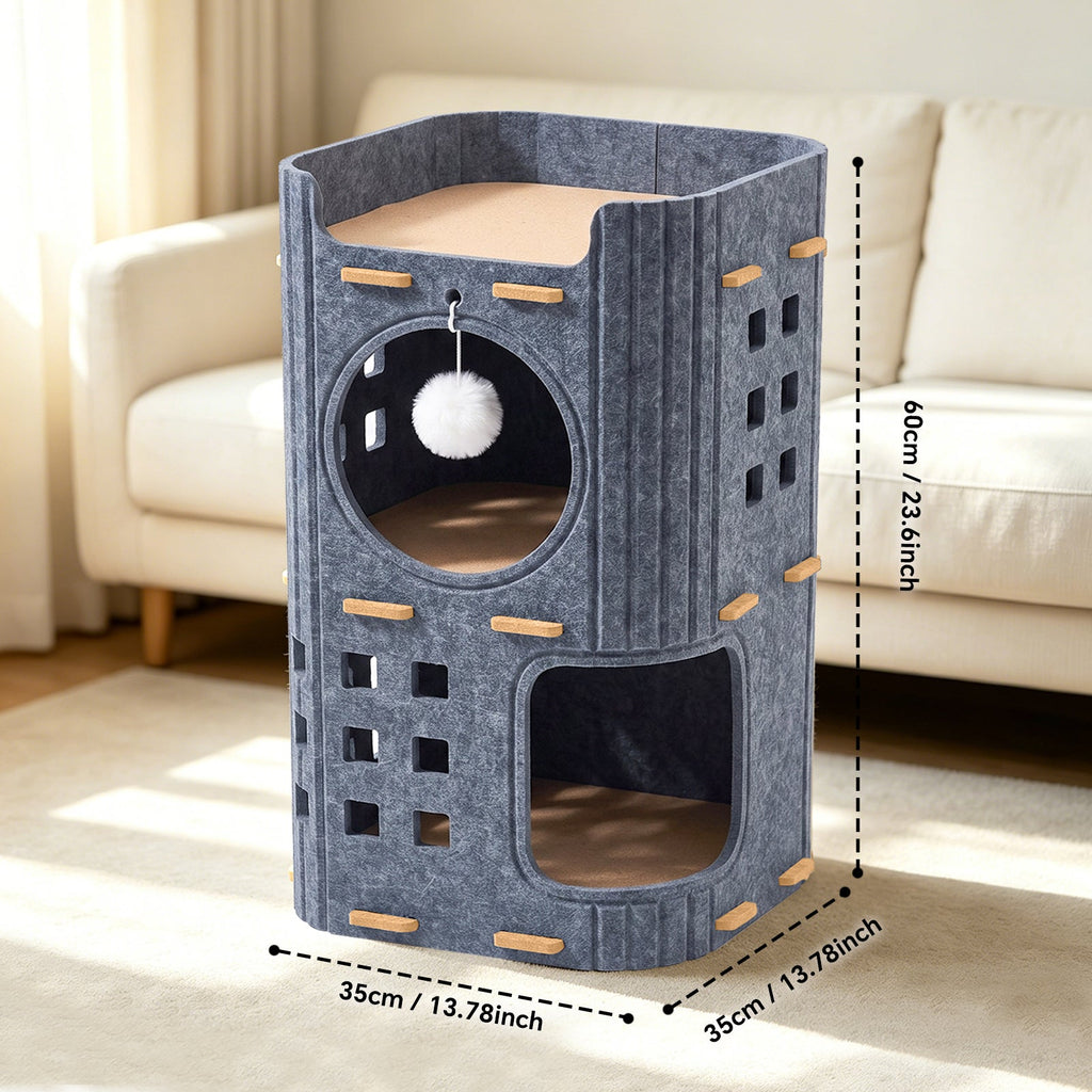 3-tier felt cat tower – view 2
