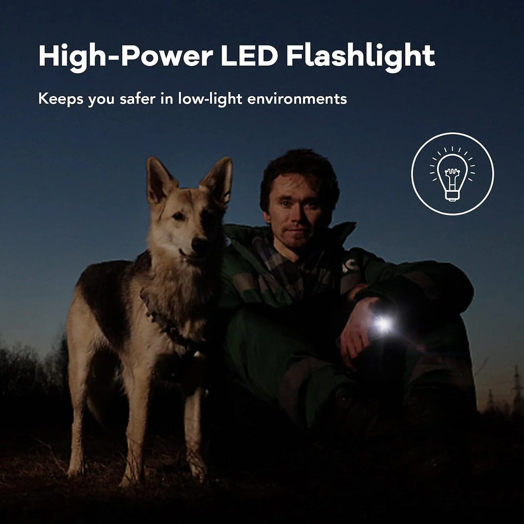 Rechargeable Ultrasonic Dog Bark Deterrent, 16.5Ft Anti-Barking Device with Dual LED Flashlight & Clicker