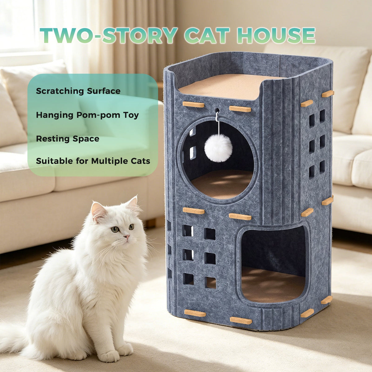3-tier felt cat tower – view 5