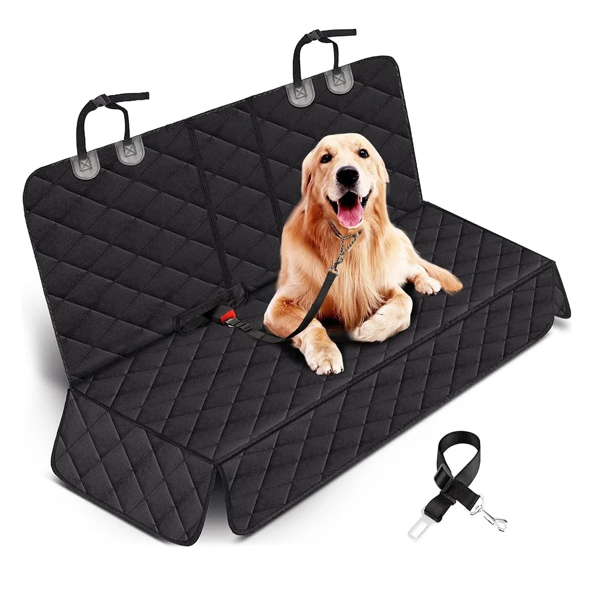 Waterproof Dog Back Seat Cover with Seat Belt